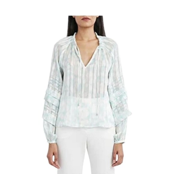 BCBGMAXAZRIA Printed Long Sleeve Blouse SIZE MEDIUM - Picture 1 of 16